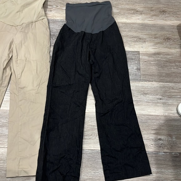 Motherhood Maternity Belly Band Khakis Charcoal Gray Pants SP, small petite EUC - Picture 2 of 7